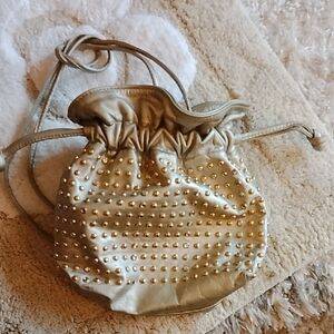 Dawli Leather Studded Drawstring Bag